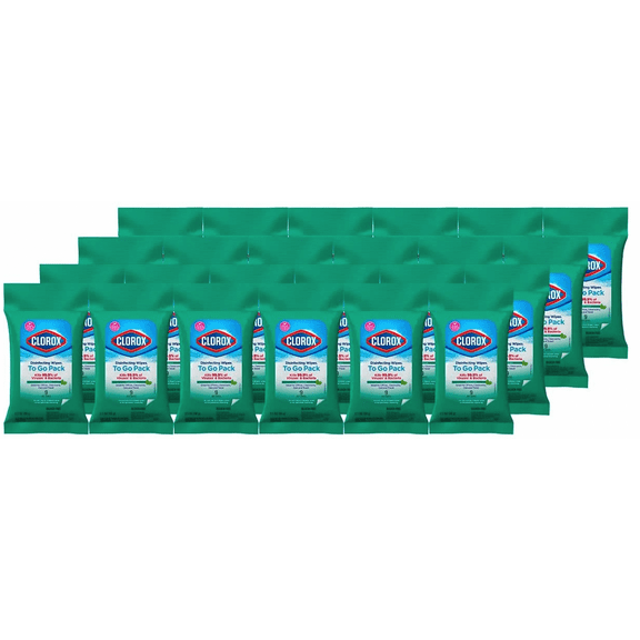 Clorox Disinfecting On The Go Travel Wipes, Fresh Scent, 9 Count, Pack of 24 (Package May Vary)