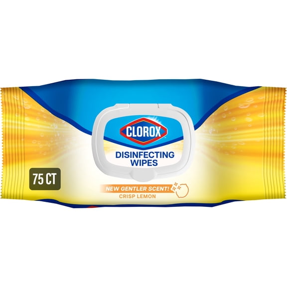 Clorox Disinfecting Cleaner Wipes, Flex Pack, Lemon Scent, 75 Count