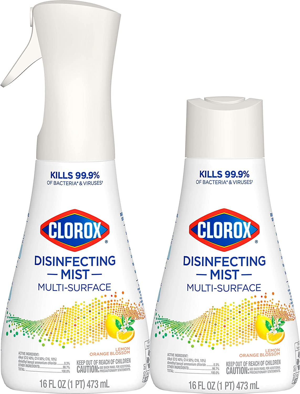 Clorox Disinfecting Mist Sanitizing and Antibacterial Disinfectant Spray, 16 oz, Lemon and Orange Blossom