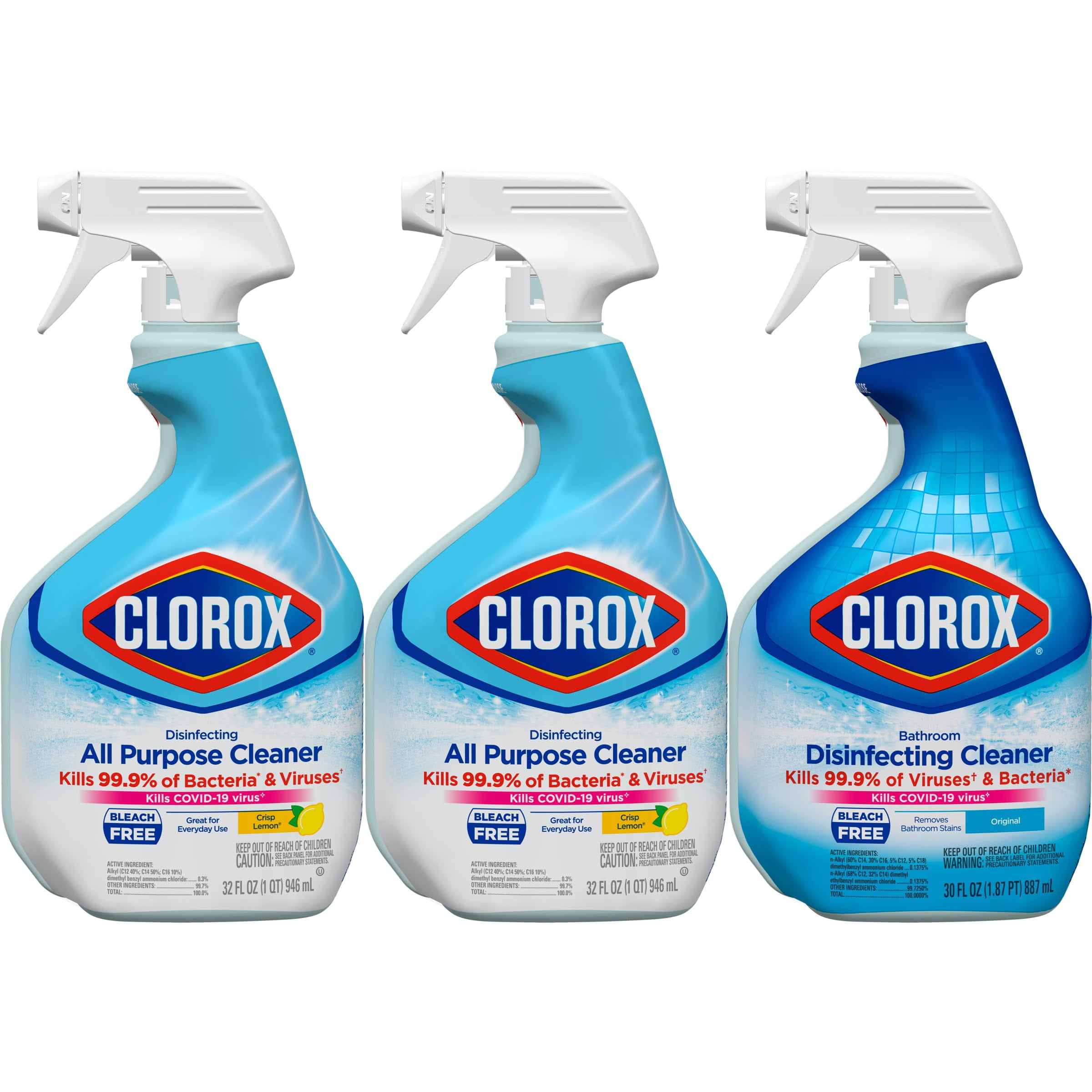 Clorox Disinfecting Spray, Bleach Free Bathroom Cleaner Spray, All Purpose And Bathroom Cleaning, Bleach Free Disinfectant, 30-32 Ounces (Pack Of 3)