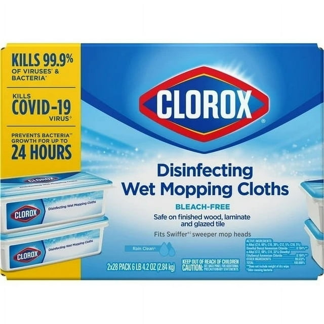 Clorox Disinfecting Wet Mopping Cloths, 28 Count (Pack of 2)