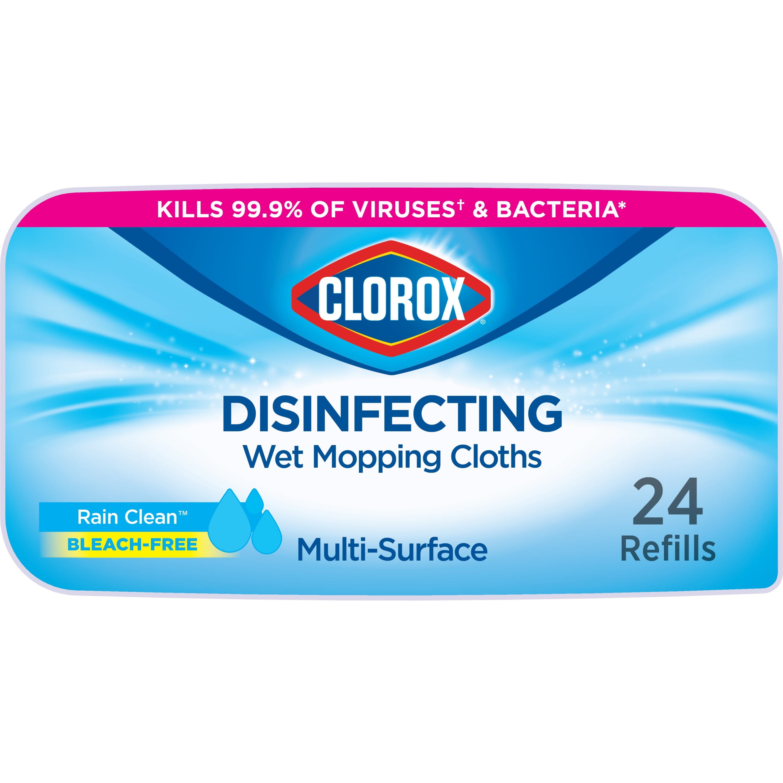 Clorox Disinfecting Wet Mopping Cloths Rain Clean, 24 Count
