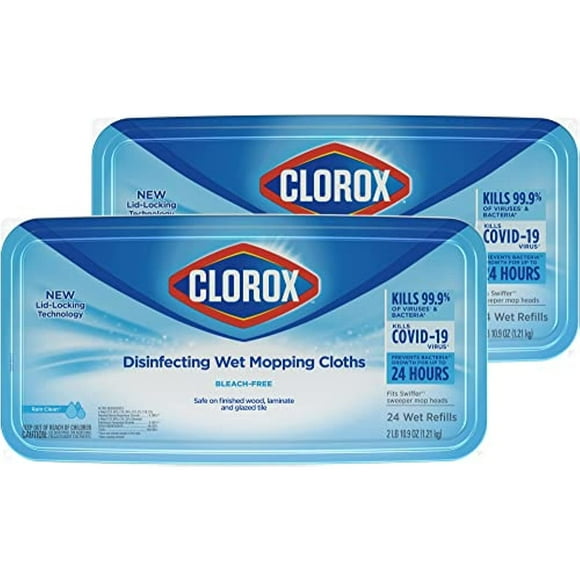 Clorox Disinfecting Wet Mopping Cloths, Rain Clean, 24 Wet Refills (Pack Of 2)