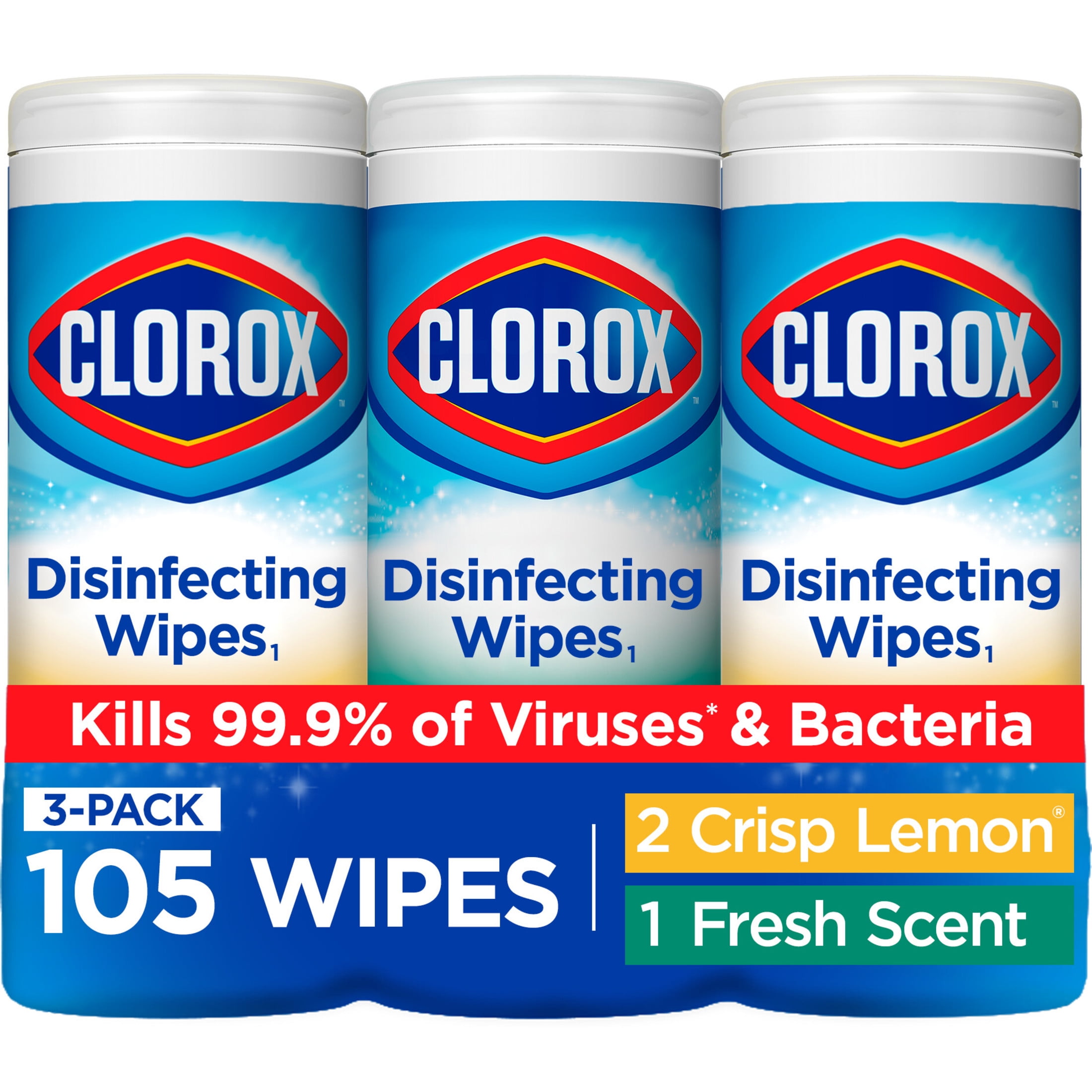 Clorox Disinfecting Wipes (105 Count Value Pack), Bleach Free Cleaning Wipes - 3 Pack - 35 Count Each
