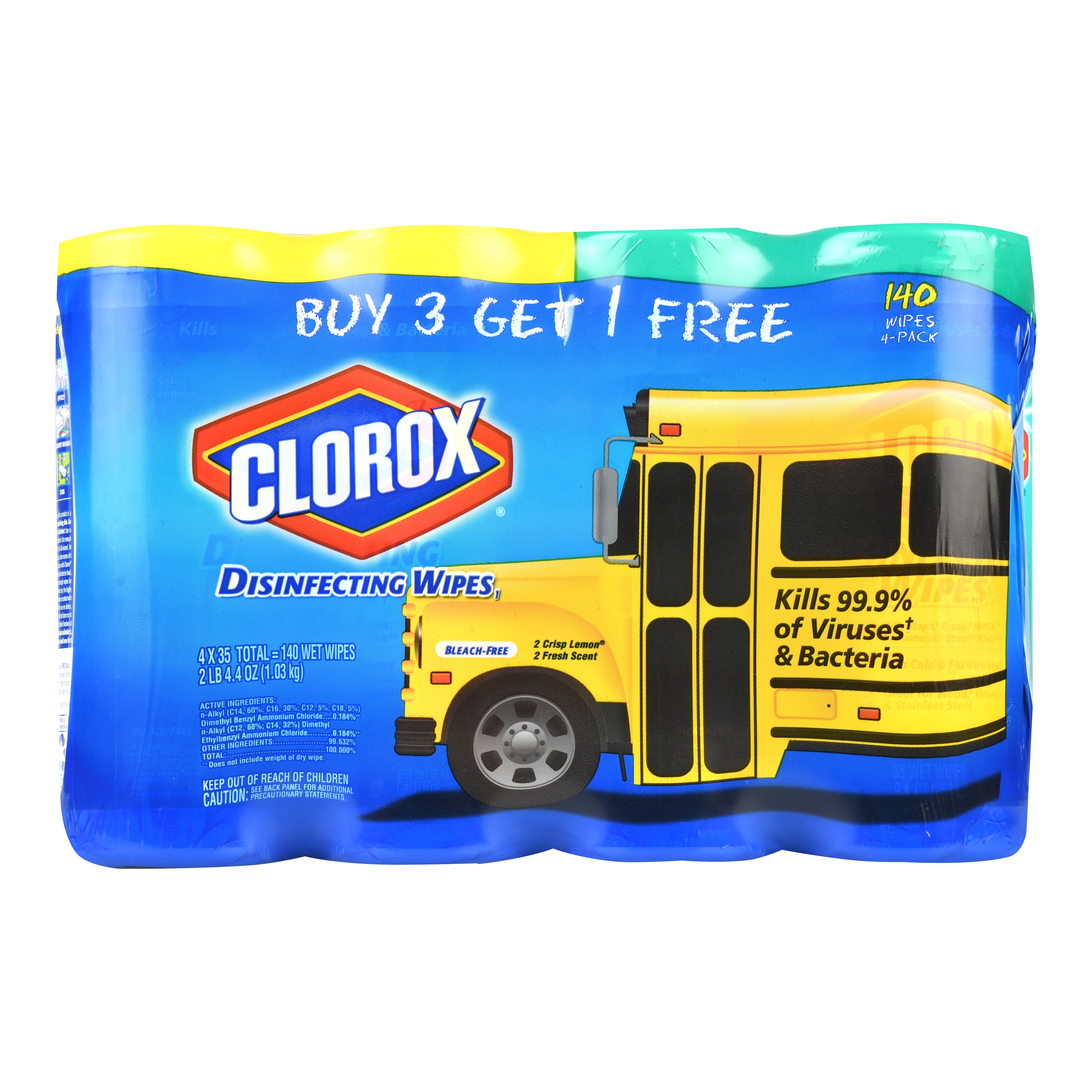 Clorox Disinfecting Wipes (140 Count Value Pack), Bleach Free Cleaning Wipes - 4 Pack - 35 Count Each - image 1 of 12