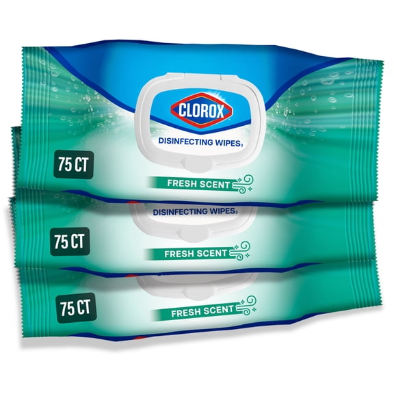 (3 pack) Clorox Disinfecting Cleaning Wipes Flex Pack, Bleach Free, Fresh Scent, 75 Count