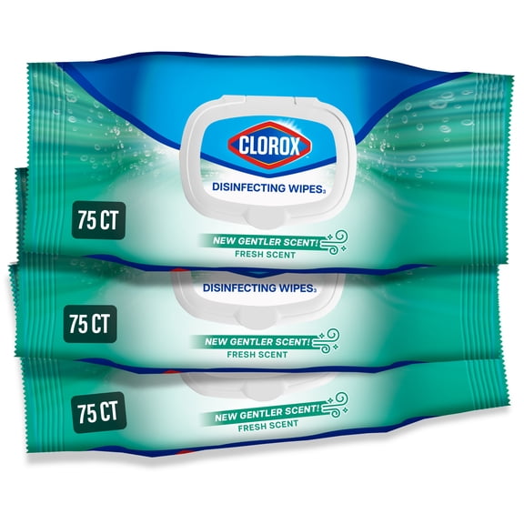 Clorox Disinfecting Wipes, Fresh Scent, 75 Count Each, 3 Pack