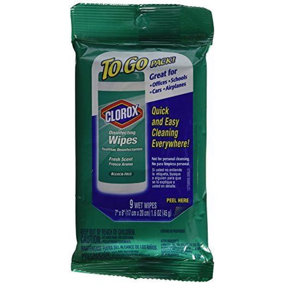 Clorox Disinfecting Wipes, Fresh Scent, To Go Pack!, 9 Ct. (6 Pack)