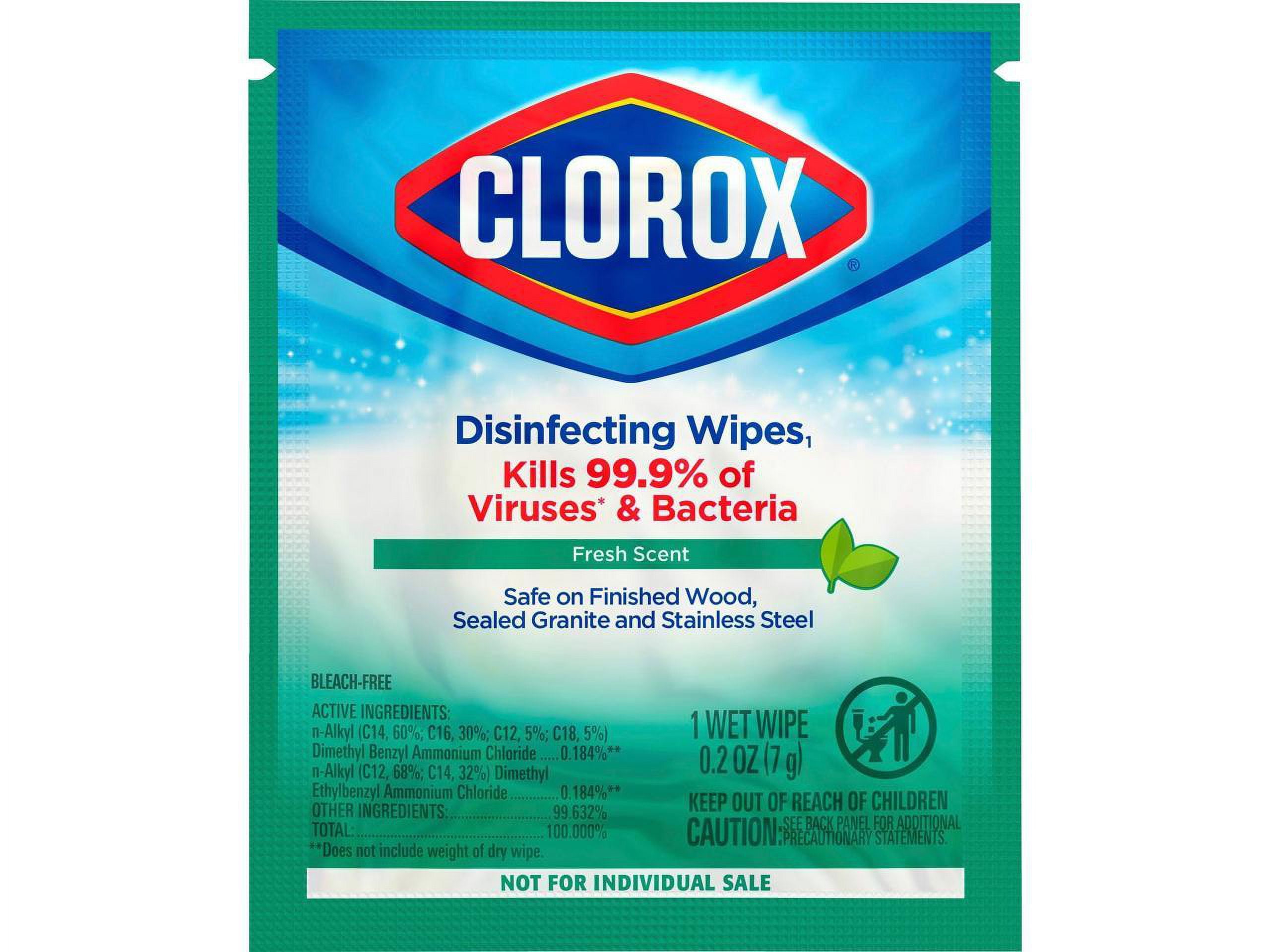 Clorox Disinfecting Wipes, Individually Wrapped, 7 x 8, Fresh Scent