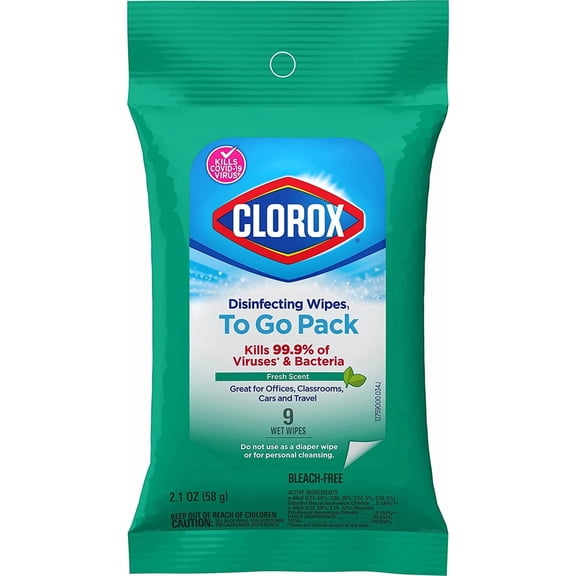 Clorox Disinfecting Wipes - Kills Cold and Flu Viruses, All Purpose - 9 Count, 2.3 oz