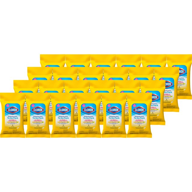Clorox Disinfecting Wipes On The Go Travel Wipes, Crisp Lemon, 9 Count