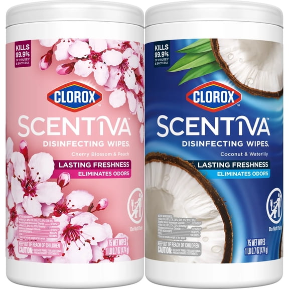 Clorox Scentiva Disinfecting Wipes, Value Pack, 75 Count Each, Pack of 2