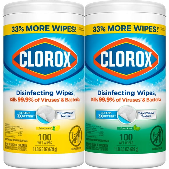 Clorox Disinfecting Wipes Value Pack, Bleach Free Cleaning Wipes, 100 Ct, Pack of 2