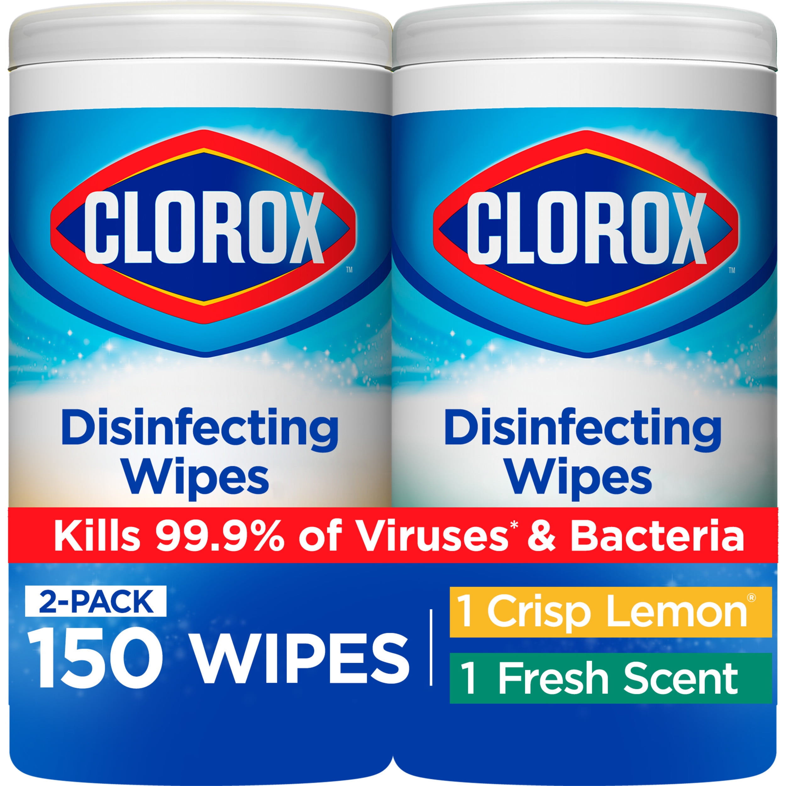 Clorox Disinfecting Wipes Value Pack, Bleach Free Cleaning Wipes, 75 Count Each, 2 Pack