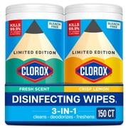 Clorox Disinfecting Cleaning Wipes Back to School Variety Pack, 75 Count Each, Pack of 2