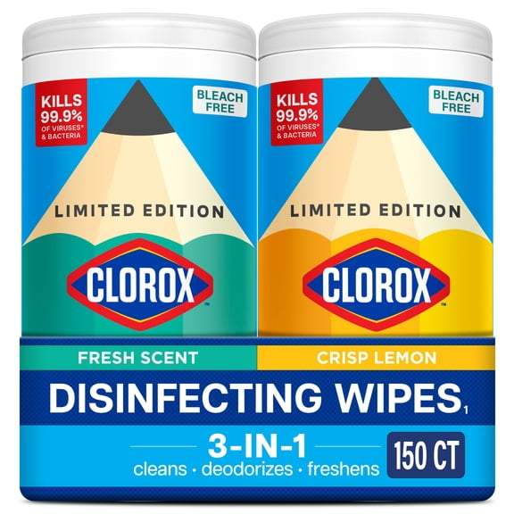 Clorox Disinfecting Cleaning Wipes Back to School Variety Pack, 75 Count Each, Pack of 2