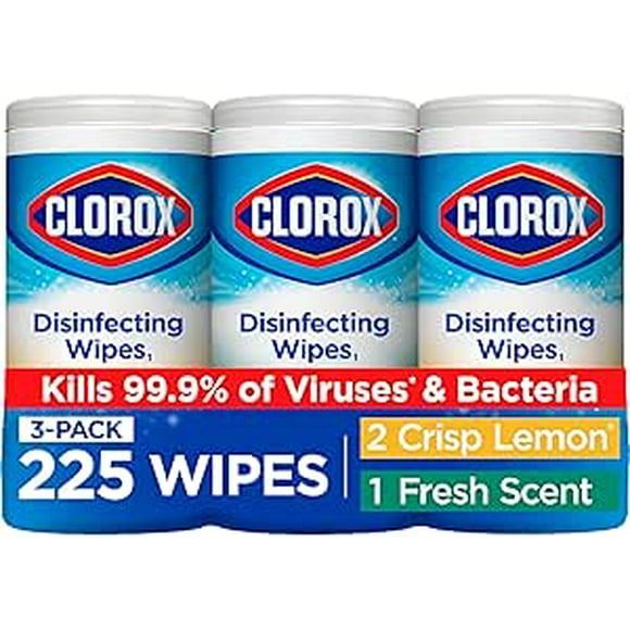 Clorox Disinfecting Wipes Value Pack, Household Essentials, 75 Count, Pack of 3 (Package May Vary)
