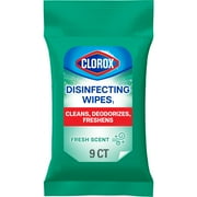 Clorox Disinfecting Wipes on the Go Bleach Free Travel Wipes, Fresh Scent, 9 Count