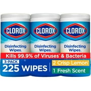 Clorox Disinfecting and Cleaning Wipes, Crisp Lemon and Fresh Scent, 75 Count Each, 3 Pack