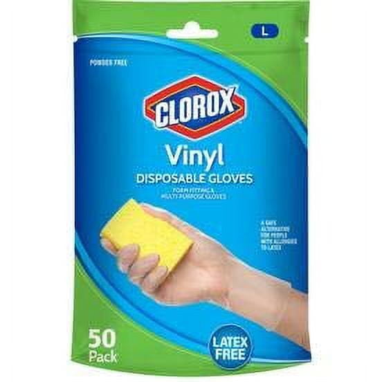 Clorox Disposable Vinyl Gloves, 50 Count, Blue Latex Free