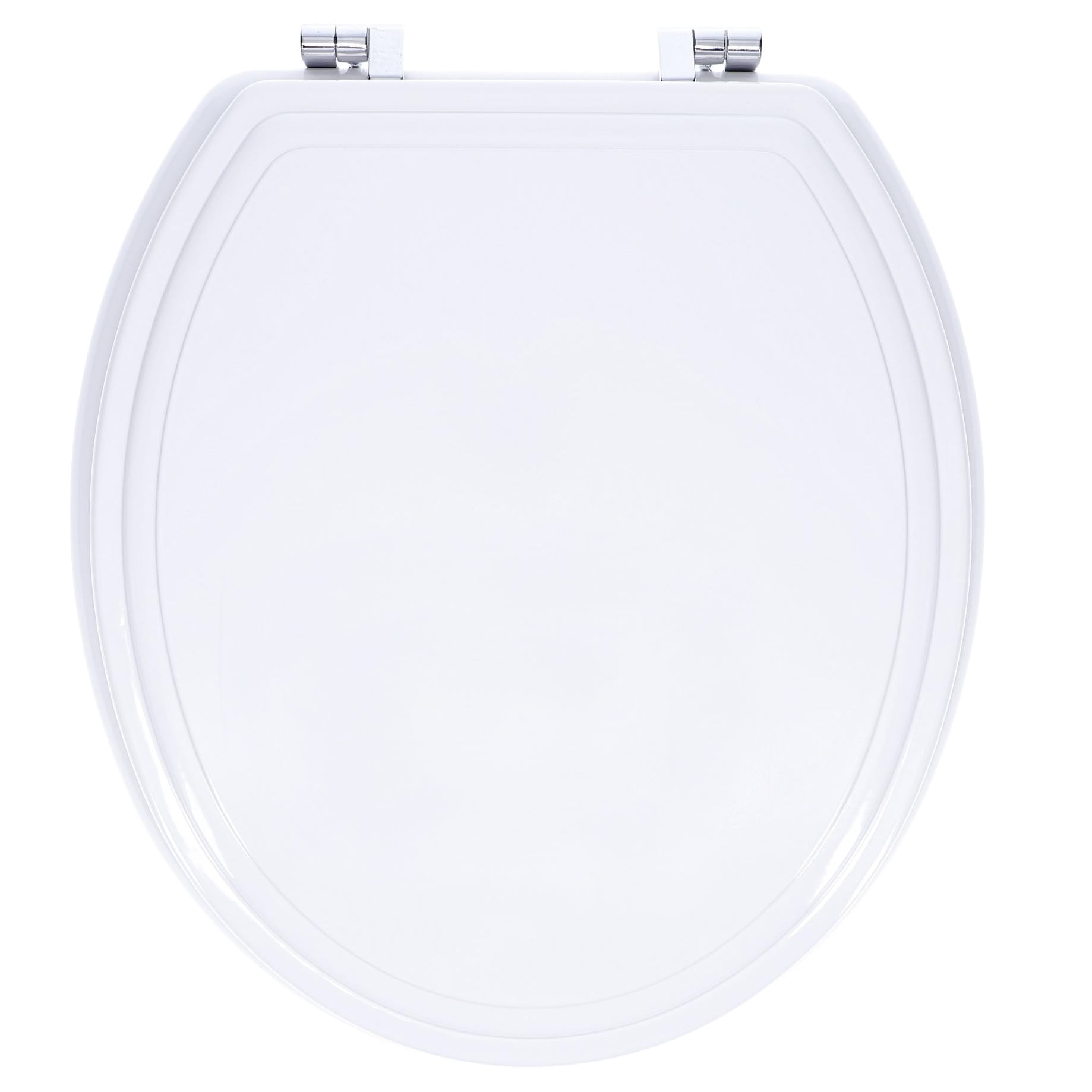 Clorox Double Bevel Round Wood Seat w/ Chrome Hinge