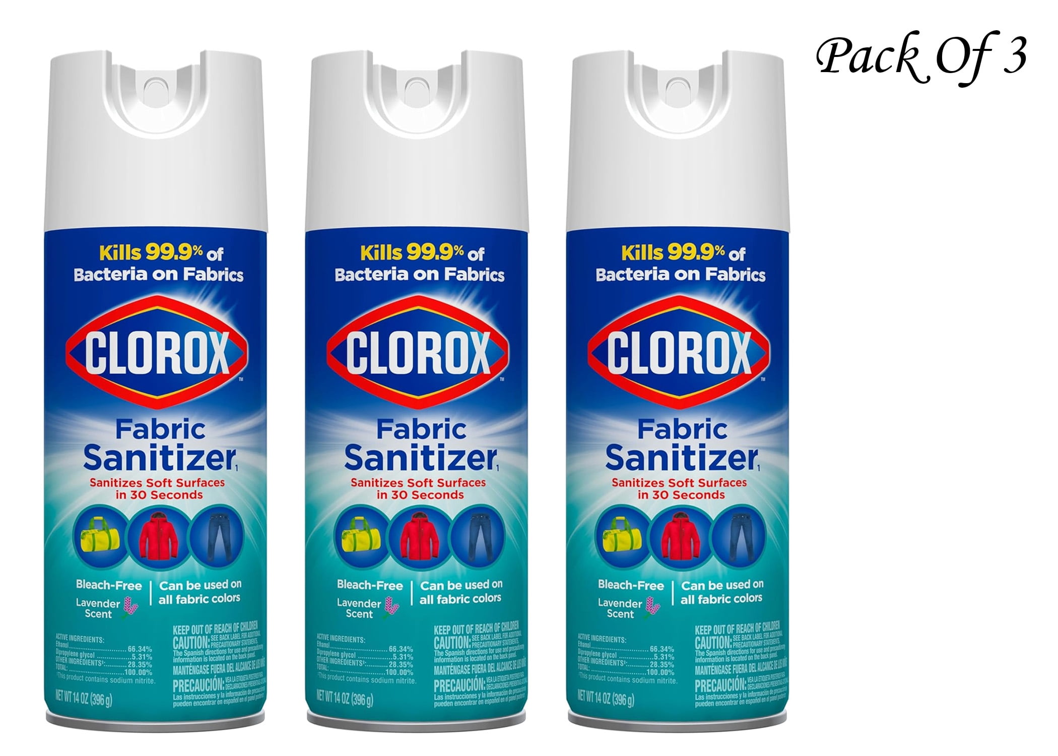 Clorox Fabric Sanitizer Aerosol Spray, Lavender Scent 14 Ounces (Pack Of 3)