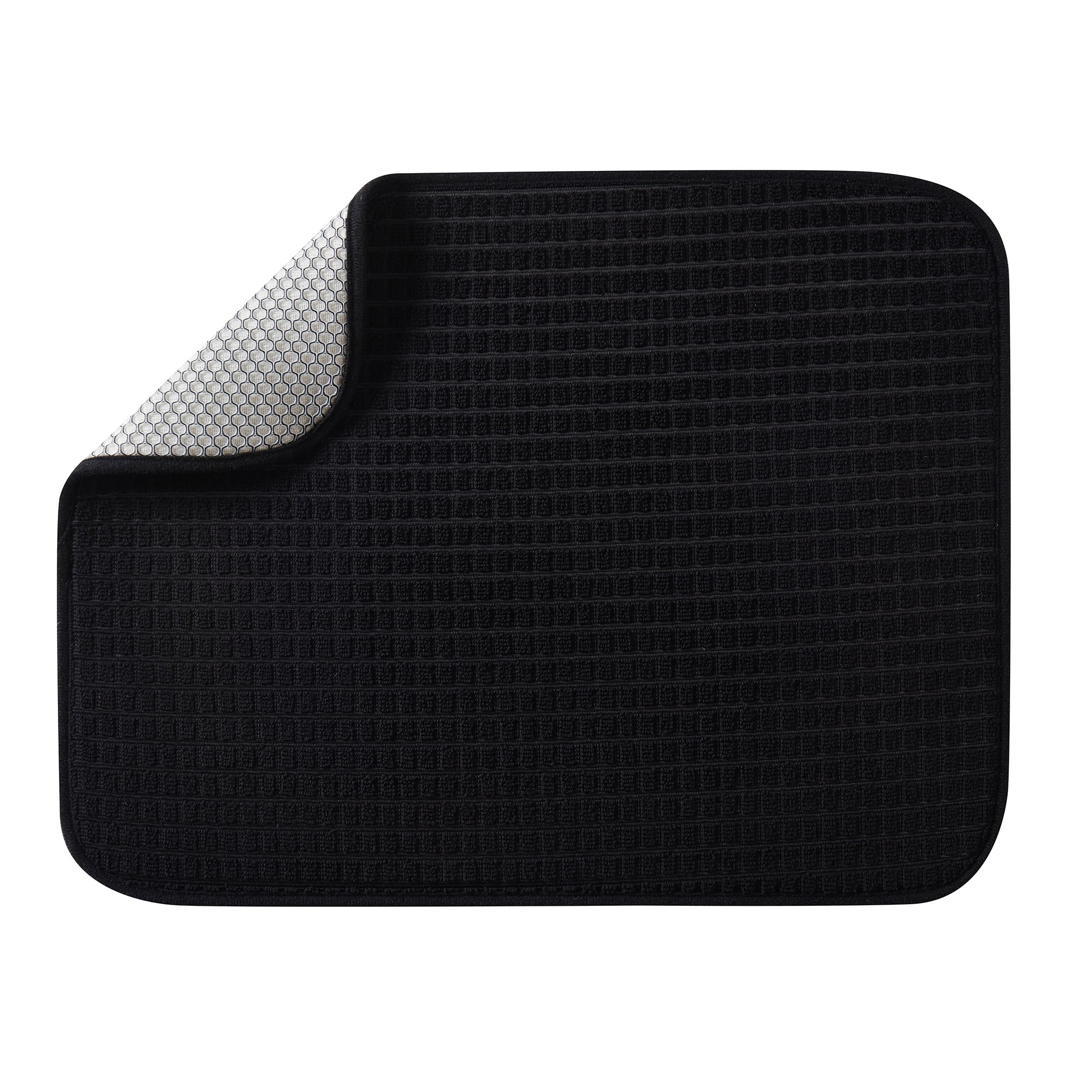Clorox Dish Drying Mat, Absorbent Microfiber, 50% Recycled for Kitchen, 15" x 20" Black