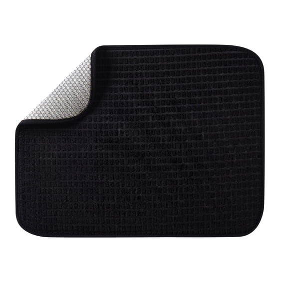 Clorox Dish Drying Mat, Absorbent Microfiber, 50% Recycled for Kitchen, 15" x 20" Black
