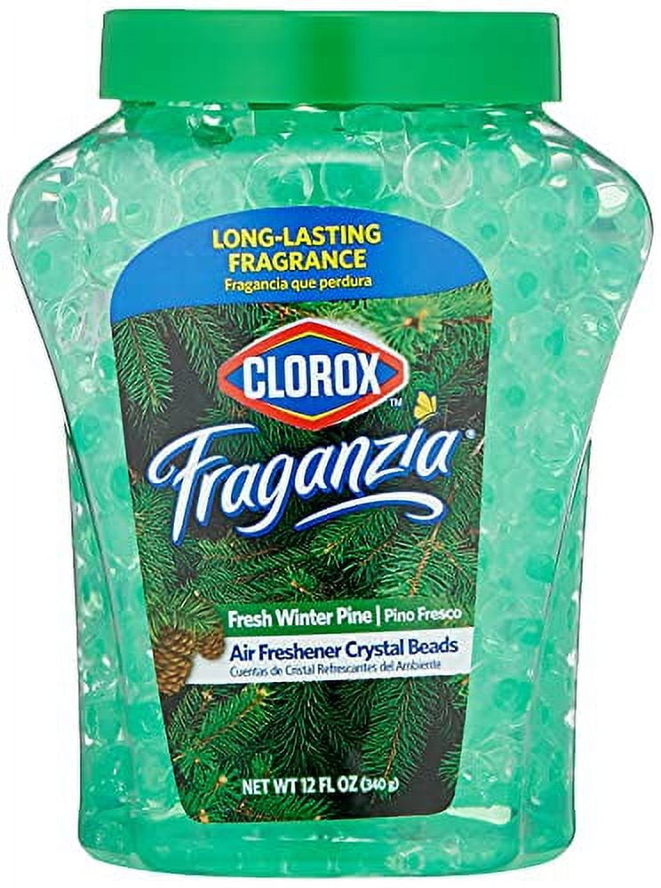 Clorox Fraganzia Air Freshener Beads in Fresh Winter Pine Scent, 12 oz Jar Gel Beads Air