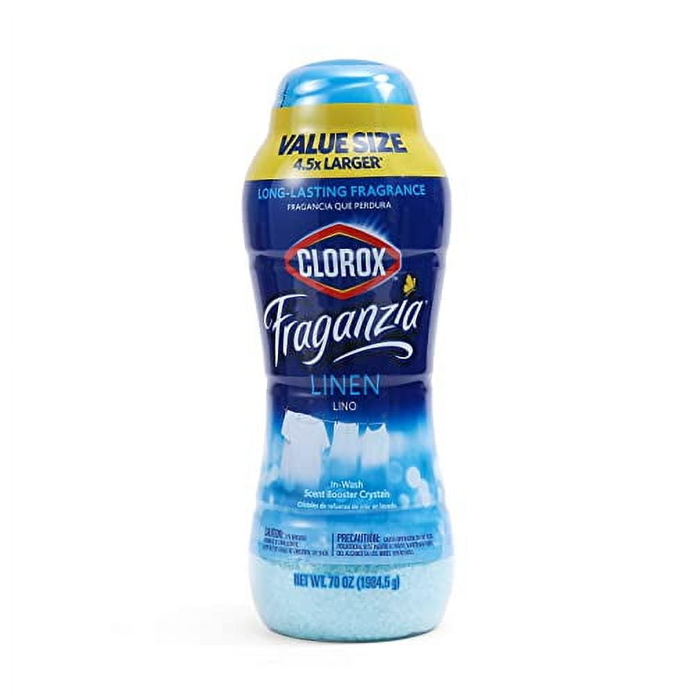 Clorox Fraganzia Laundry Scent Booster Crystals in Linen Scent - Value Size Scented In-Wash Freshener Beads for Fresh, Clean, Great Smelling Clothes and Linens, 70 Ounce