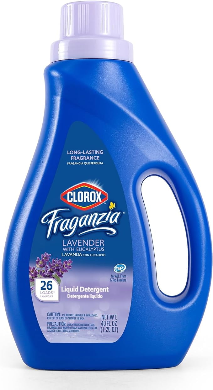 Clorox Fraganzia Liquid Laundry Detergent in Lavender with Eucalyptus Scent, 40oz HE