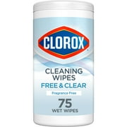 Clorox Free & Clear Cleaning Wipes, Fragrance Free, 75 Count