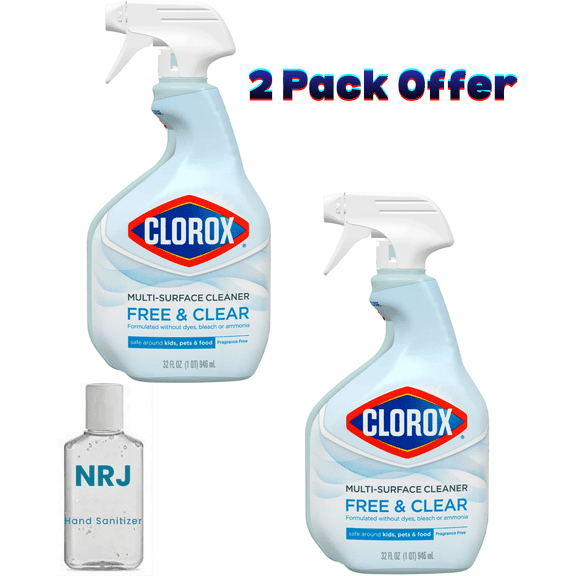 Clorox Free & Clear Multi Surface Cleaner, Spray Bottle, Fragrance Free, 32 fl oz