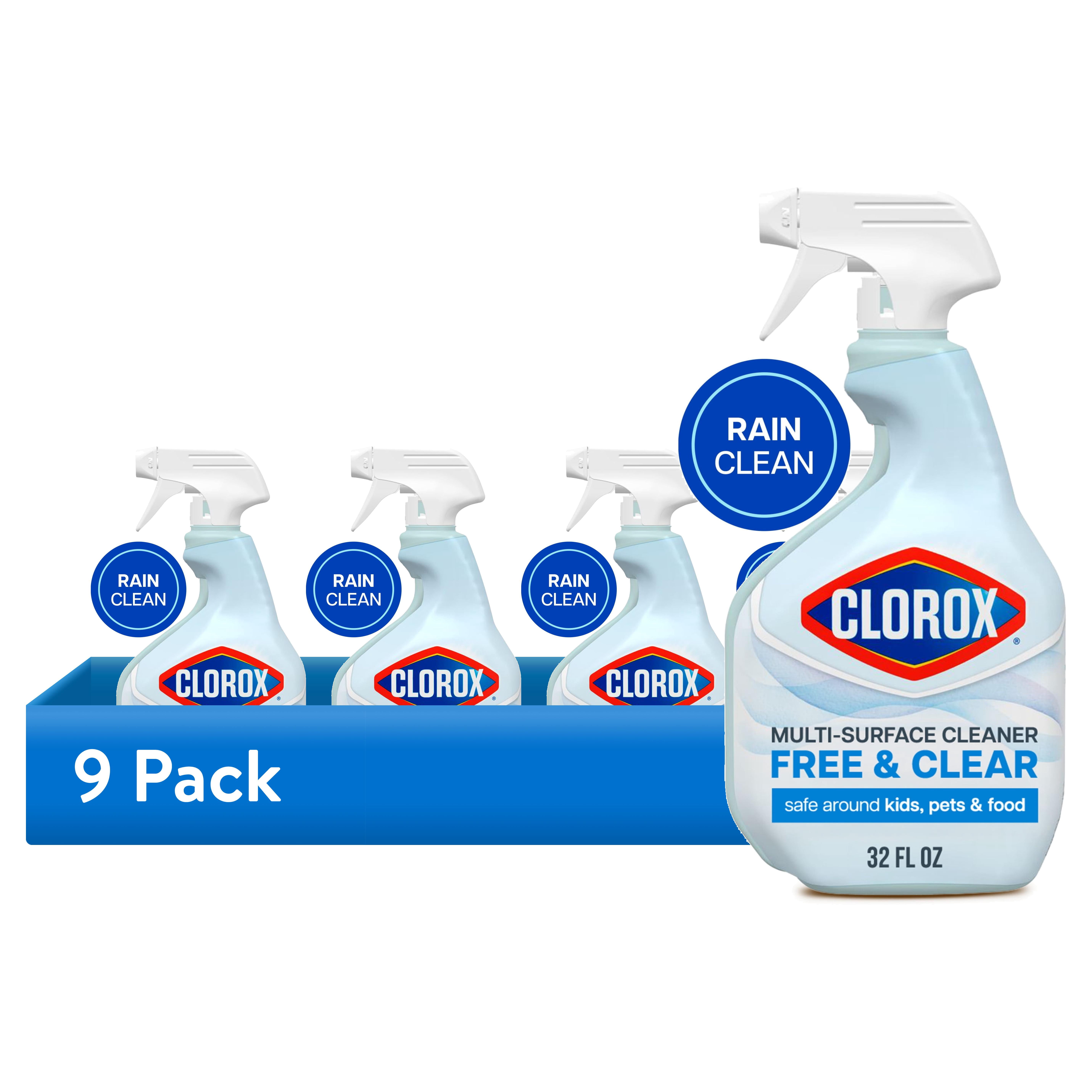 (9 pack) Clorox Free & Clear Multi Surface Cleaner, Spray Bottle, Fragrance Free, 32 fl oz