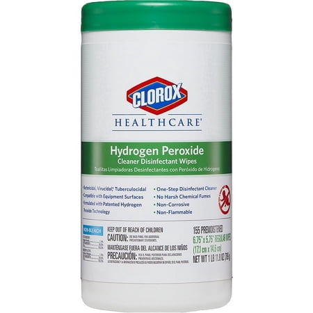 Clorox Healthcare 30825 Hydrogen Peroxide Cleaner Wipes 6.75" x 5.75" 155/Pk