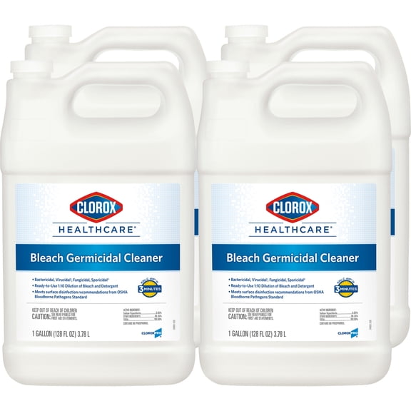 Clorox Healthcare Bleach Germicidal Cleaner Refill - Concentrate - 128 fl oz (4 quart) - 4 / Carton - Refillable, Disinf