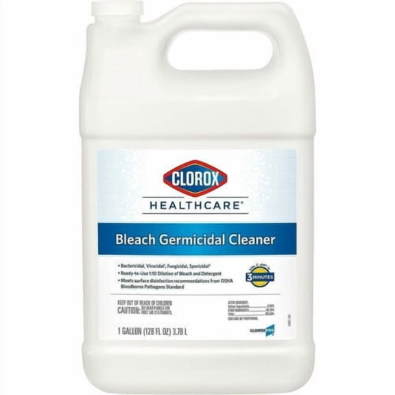 Clorox Healthcare Bleach Germicidal Cleaner Refill, Concentrate, Liquid, 128 fl oz (4 quart), Disinfectant, Anti-corrosive, Unscented, White Bottle (68978) | 2-Pack (2 Total)