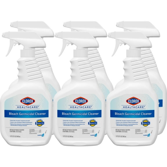 Clorox Healthcare Bleach Germicidal Cleaner Spray, 32 Ounces Each (Pack of 6)