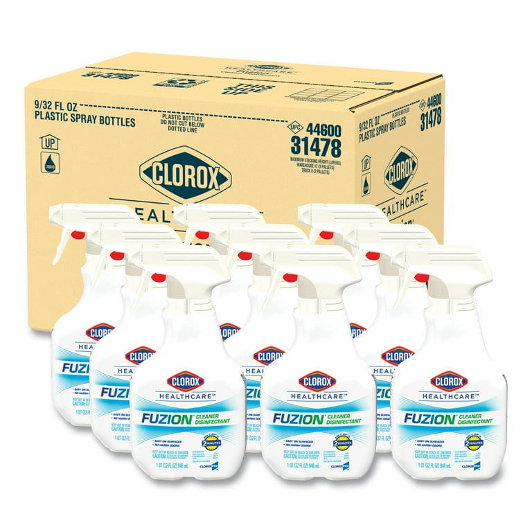 Clorox Fuzion Cleaner Disinfectant - Ready-To-Use - 32 fl oz (1 quart)Bottle - 9 / Carton - Low Odor, Odor Neutralizer, Easy to Use - Translucent