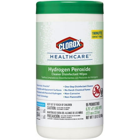 Clorox Healthcare Hydrogen Peroxide Cleaner Disinfectant Wipes, Unscented, 95 Count