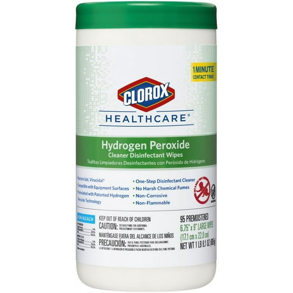 Clorox Healthcare Hydrogen Peroxide Cleaner Disinfectant Wipes, Unscented, 95 Count