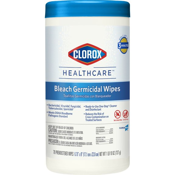 Clorox Healthcare Surface Disinfectant Cleaner, Chlorine Scent, Nonsterile, 6.75 X 9 Inch, Canister (CS/6)