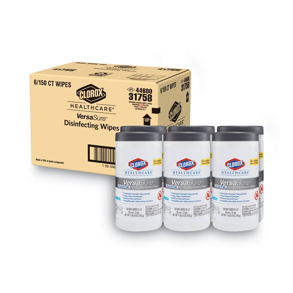 VersaSure 6.75 in. x 8 in. 1-Ply Cleaner Disinfectant Wipes - White Fragranced (6/Carton)