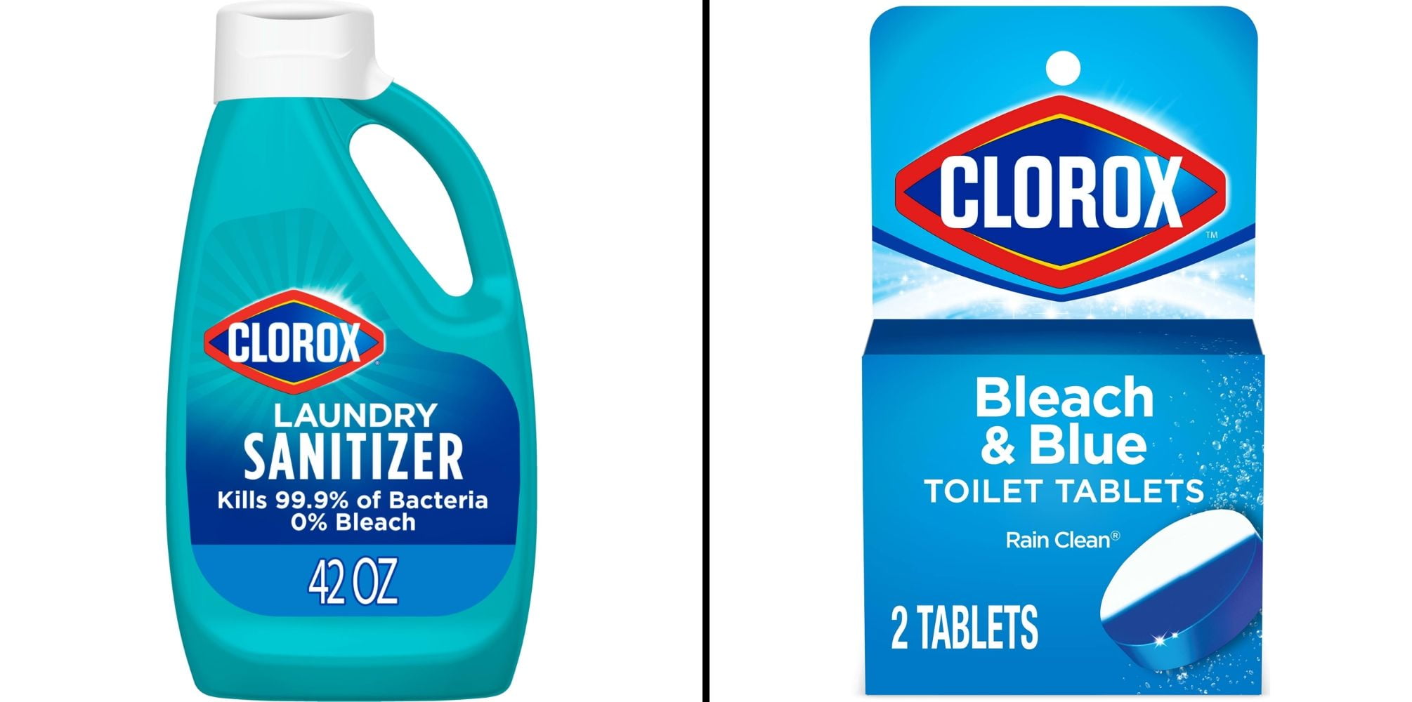 Clorox Laundry Sanitizer Clean Linen 42 Oz \u0026 Clorox Ultra Clean Toilet Tablets Bleach \u0026 Blue 2 Count