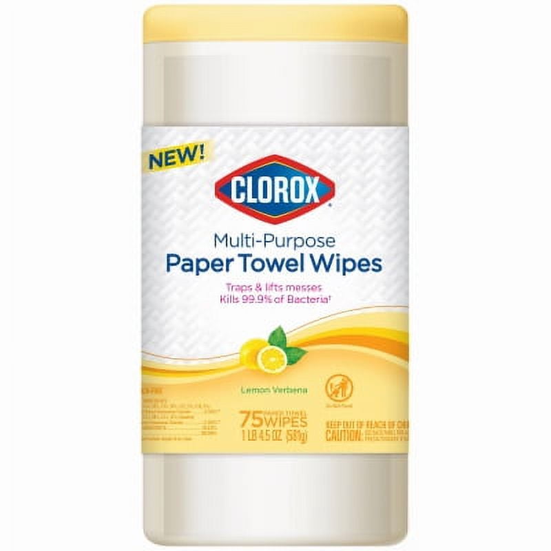 Clorox Multi Purpose Paper Towel Wipe Lemon Verbena Scent traps and li