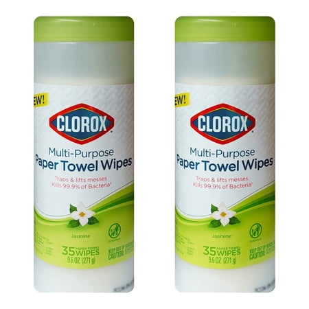 Clorox Multi-Purpose Paper Towel Wipes, Jasmine Scent, 35 Ct (2 Pack)