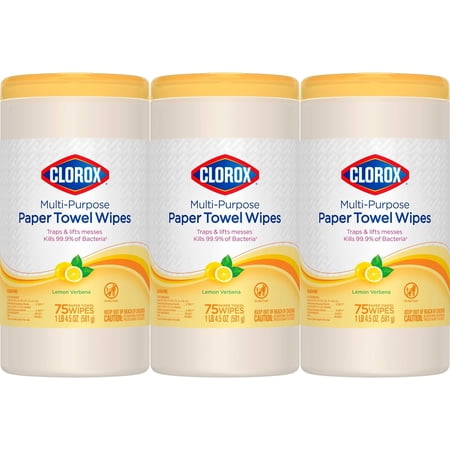 Clorox Multi-Purpose Paper Towel Wipes Lemon Verbena - Multipurpose - 3 Pack, 75 Each