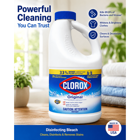 Clorox Original Concentrated Bleach 1.27 L (42.9 fl oz), 1 Pack