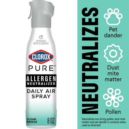 Clorox PURE Allergen Neutralizer Daily Air Spray, Clean Breeze, 8 oz Bottle
