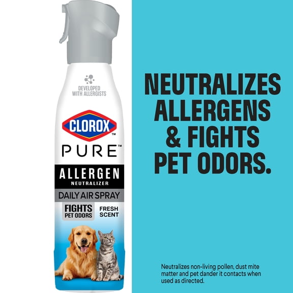 Clorox PURE Allergen Neutralizer Daily Air Spray, Fights Pet Odors, Fresh Scent, 8 Ounces